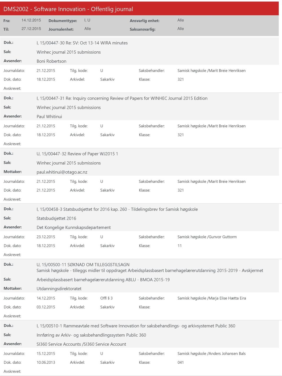 2015 321, 15/00447-32 Review of Paper WJ2015 1 Winhec journal 2015 submissions paul.whitinui@otago.ac.nz Samisk høgskole /Marit Breie Henriksen 21.12.