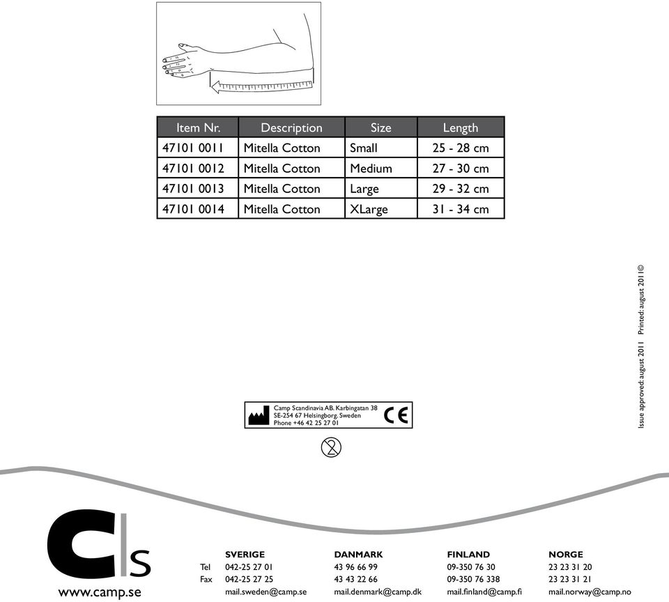 Mitella Cotton XLarge 31-34 cm Camp Scandinavia AB. Karbingatan 38 SE-254 67 Helsingborg.