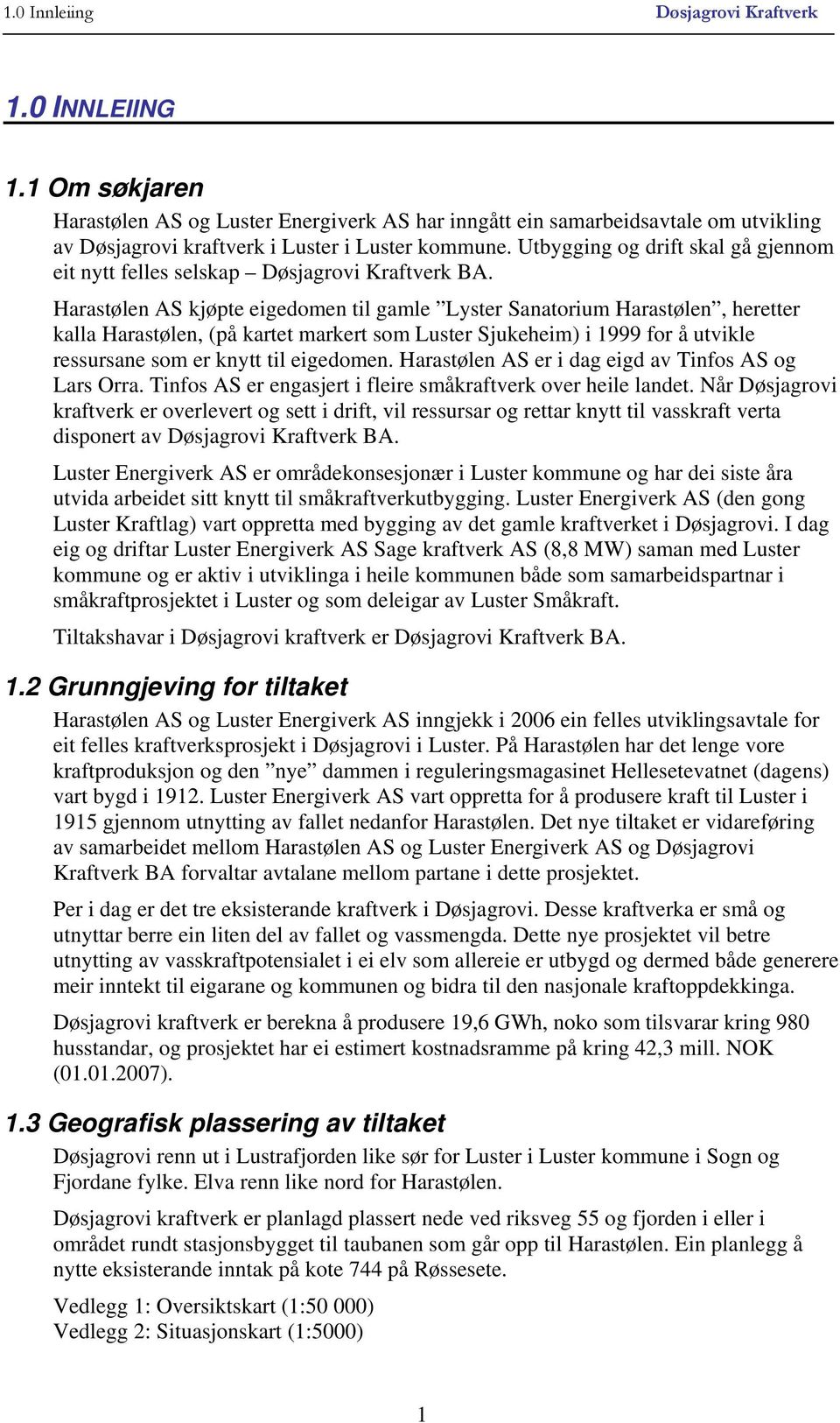 Harastølen AS kjøpte eigedomen til gamle Lyster Sanatorium Harastølen, heretter kalla Harastølen, (på kartet markert som Luster Sjukeheim) i 1999 for å utvikle ressursane som er knytt til eigedomen.