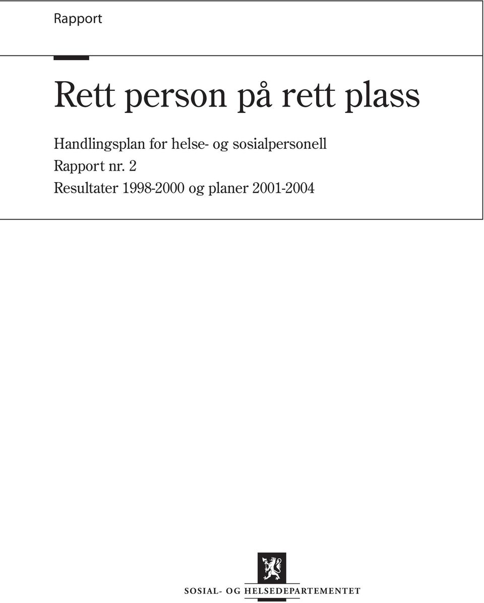 sosialpersonell Rapport nr.