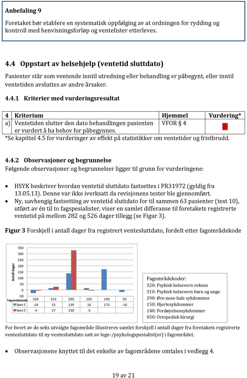 *Se kapittel 4.5 for vurderinger av effekt på statistikker om ventetider og fristbrudd. 4.4.2 Observasjoner og begrunnelse Følgende observasjoner og begrunnelser ligger til grunn for vurderingene: HSYK beskriver hvordan ventetid sluttdato fastsettes i PR31972 (gyldig fra 13.