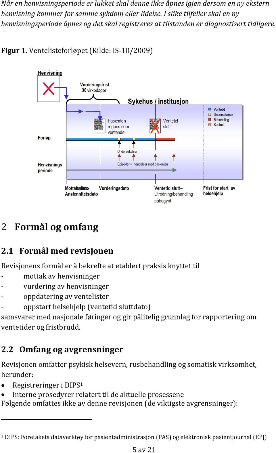 1 Formål med revisjonen Revisjonens formål er å bekrefte at etablert praksis knyttet til - mottak av henvisninger - vurdering av henvisninger - oppdatering av ventelister - oppstart helsehjelp