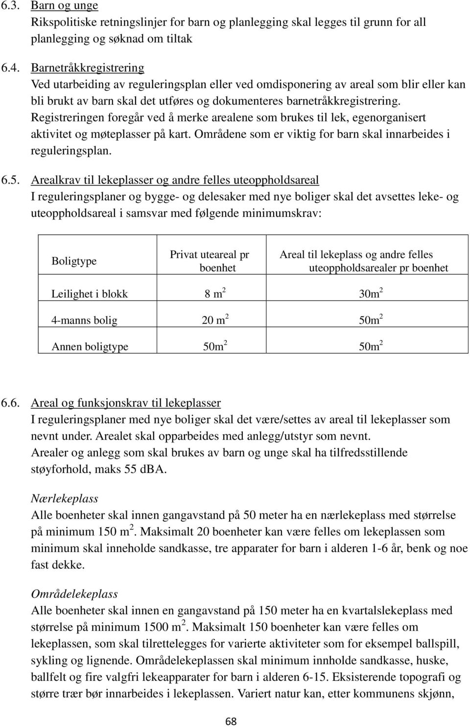 Registreringen foregår ved å merke arealene som brukes til lek, egenorganisert aktivitet og møteplasser på kart. Områdene som er viktig for barn skal innarbeides i reguleringsplan. 6.5.