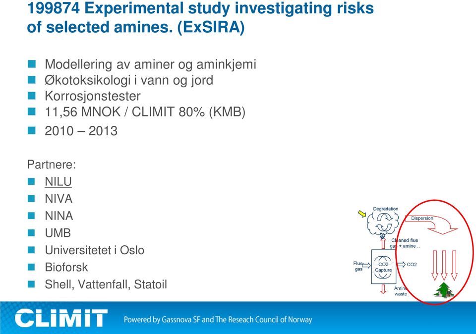 jord Korrosjonstester 11,56 MNOK / CLIMIT 80% (KMB) 2010 2013