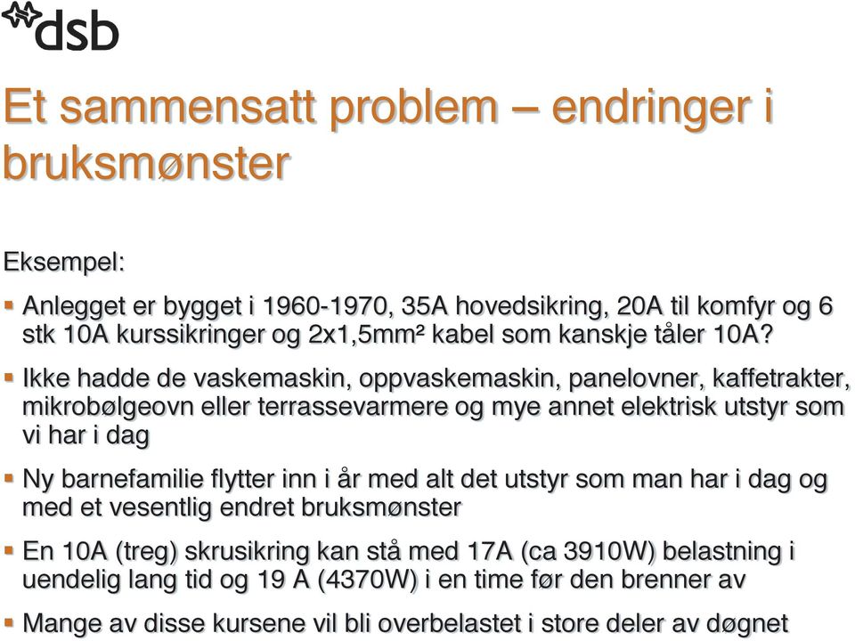 Ikke hadde de vaskemaskin, oppvaskemaskin, panelovner, kaffetrakter, mikrobølgeovn eller terrassevarmere og mye annet elektrisk utstyr som vi har i dag Ny