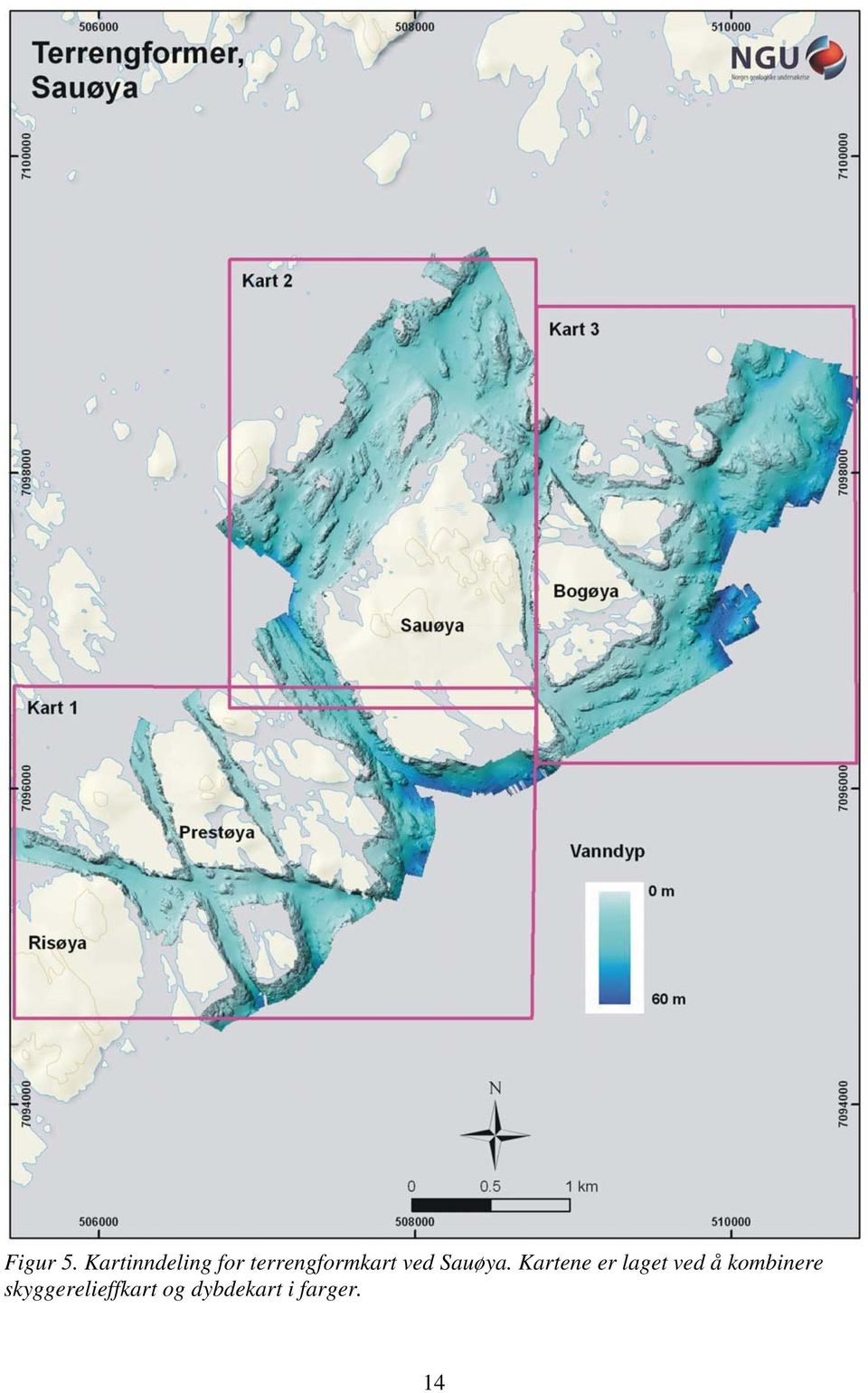 terrengformkart ved Sauøya.