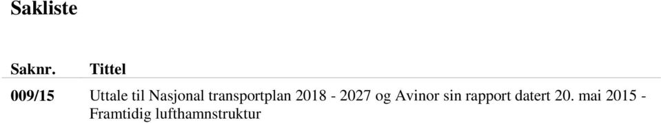 transportplan 2018-2027 og Avinor