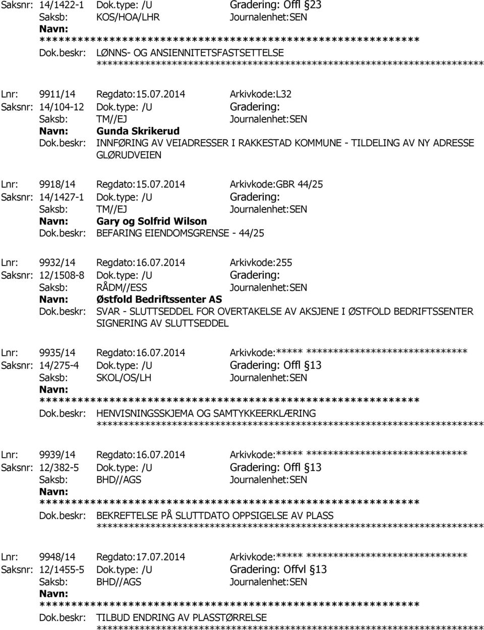 beskr: INNFØRING AV VEIADRESSER I RAKKESTAD KOMMUNE - TILDELING AV NY ADRESSE GLØRUDVEIEN Lnr: 9918/14 Regdato:15.07.2014 Arkivkode:GBR 44/25 Saksnr: 14/1427-1 Dok.