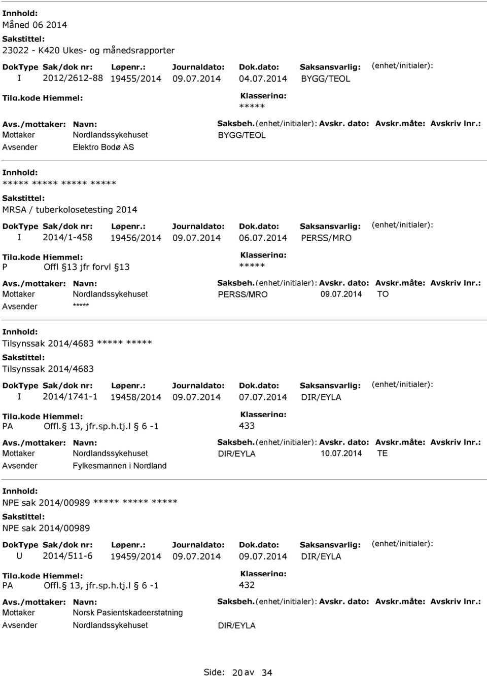 2014 ERSS/MRO ERSS/MRO TO nnhold: Tilsynssak 2014/4683 Tilsynssak 2014/4683 2014/1741-1 19458/2014 DR/EYLA A Offl. 13, jfr.sp.h.tj.