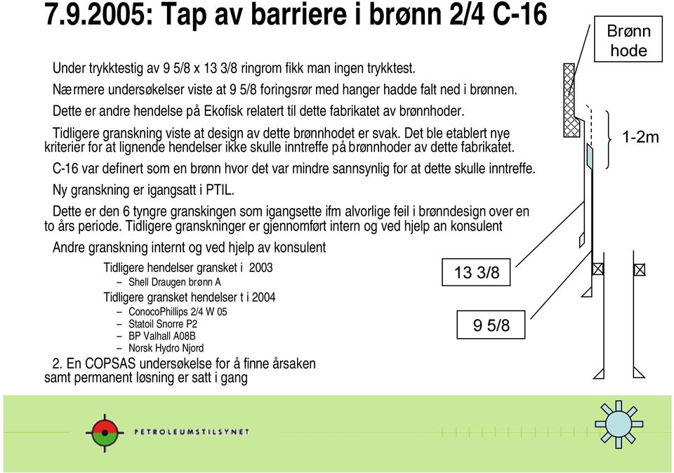 Det ble etablert nye kriterier for at lignende hendelser ikke skulle inntreffe på brønnhoder av dette fabrikatet.