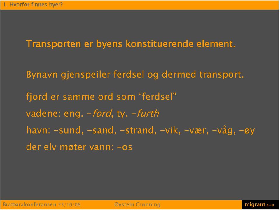 Bynavn gjenspeiler ferdsel og dermed transport.