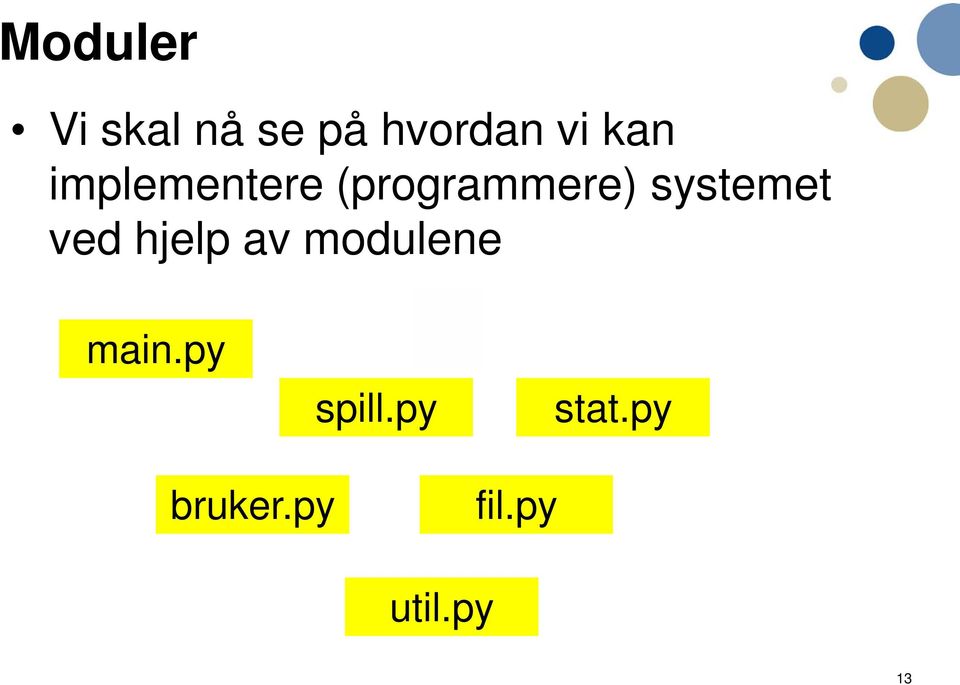 systemet ved hjelp av modulene main.