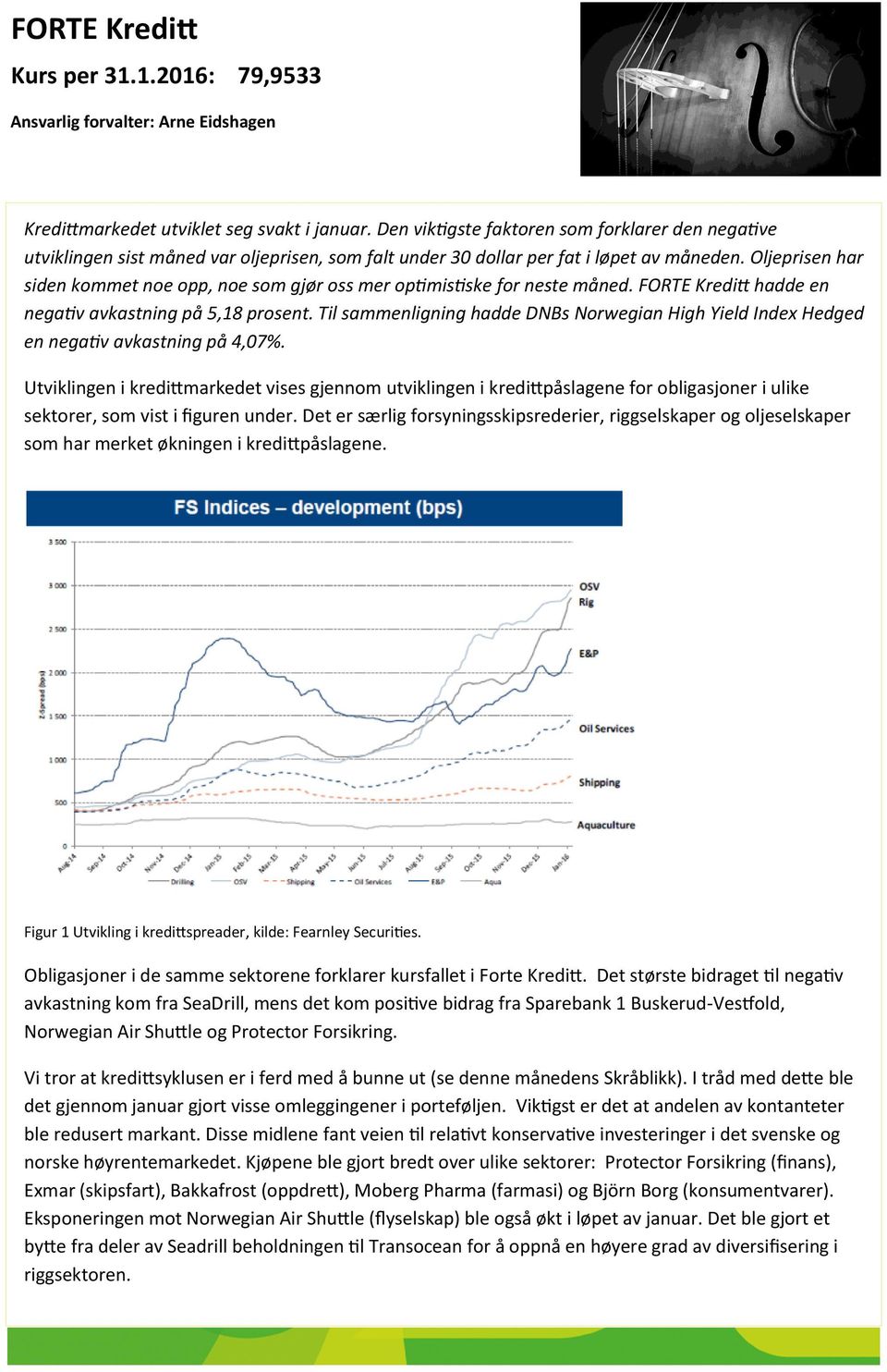 Oljeprisen har siden kommet noe opp, noe som gjør oss mer optimistiske for neste måned. FORTE Kreditt hadde en negativ avkastning på 5,18 prosent.