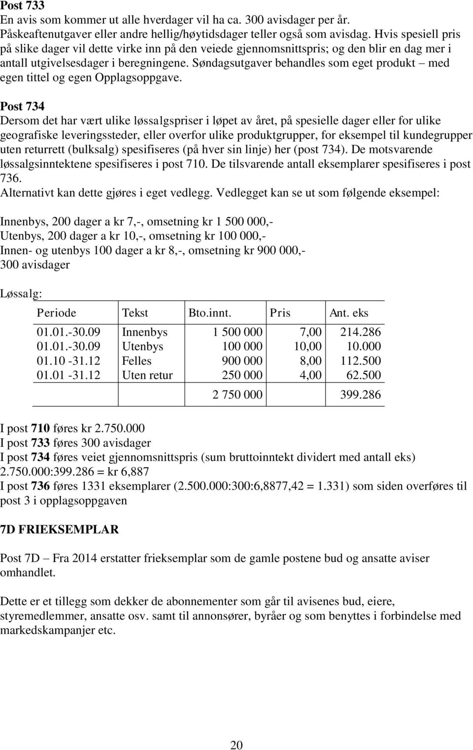 Søndagsutgaver behandles som eget produkt med egen tittel og egen Opplagsoppgave.