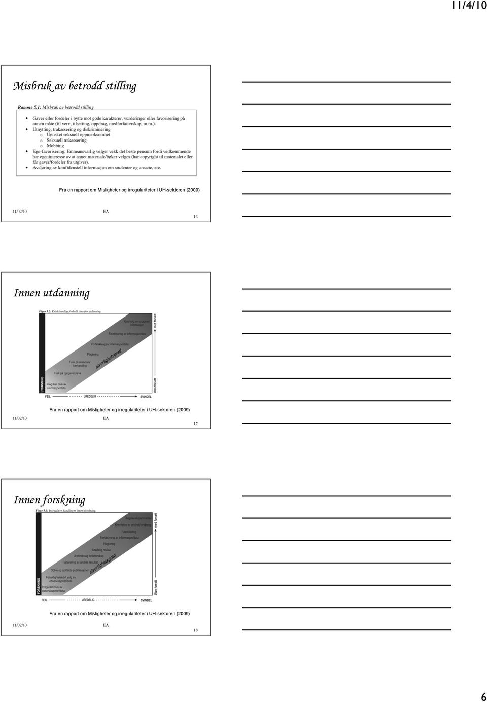 rapport om Misligheter og irregulariteter i UH-sektoren (2009) 17