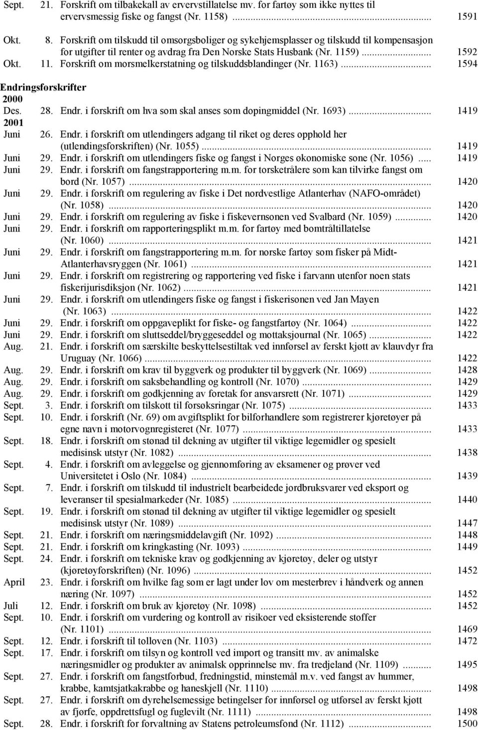 9)... 1592 Okt. 11. Forskrift om morsmelkerstatning og tilskuddsblandinger (Nr. 1163)... 1594 Endringsforskrifter 2000 Des. 28. Endr. i forskrift om hva som skal anses som dopingmiddel (Nr. 1693).