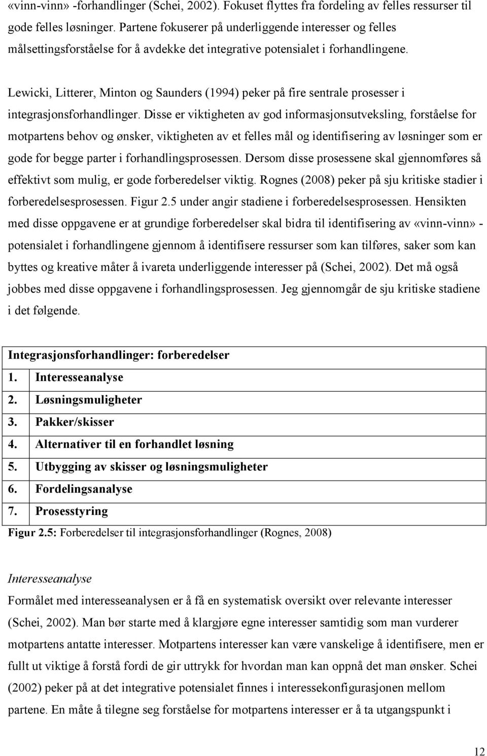 Lewicki, Litterer, Minton og Saunders (1994) peker på fire sentrale prosesser i integrasjonsforhandlinger.