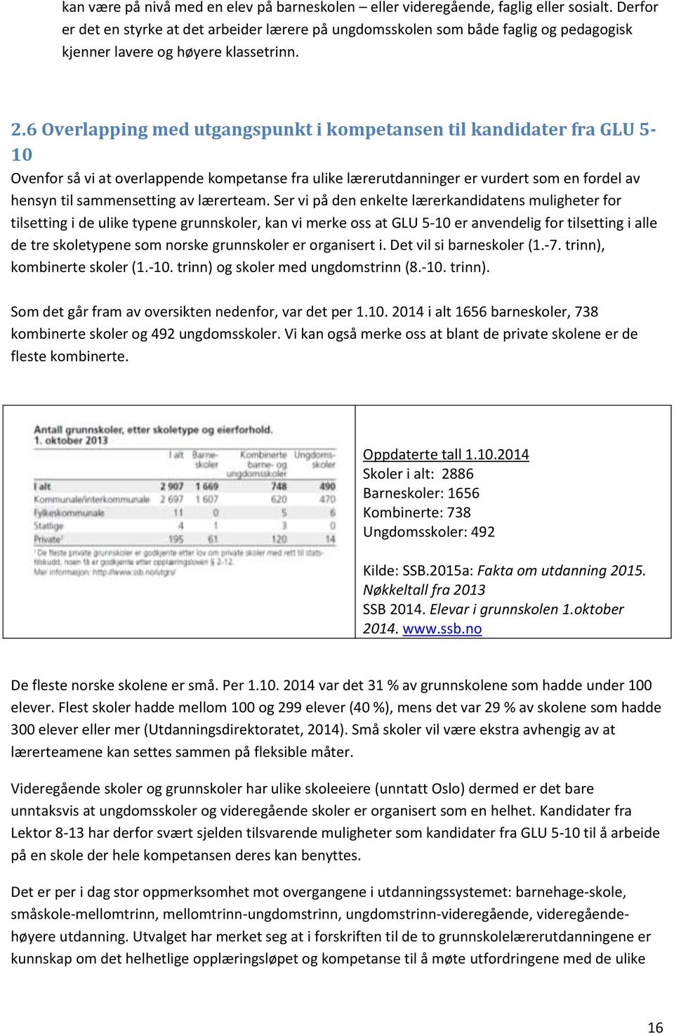 6 Overlapping med utgangspunkt i kompetansen til kandidater fra GLU 5-10 Ovenfor så vi at overlappende kompetanse fra ulike lærerutdanninger er vurdert som en fordel av hensyn til sammensetting av