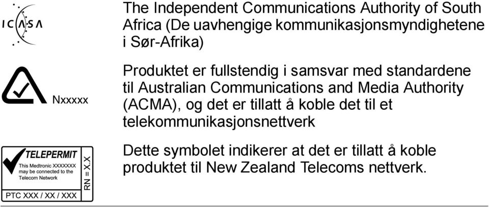 standardene til Australian Communications and Media Authority (ACMA), og det er tillatt å koble