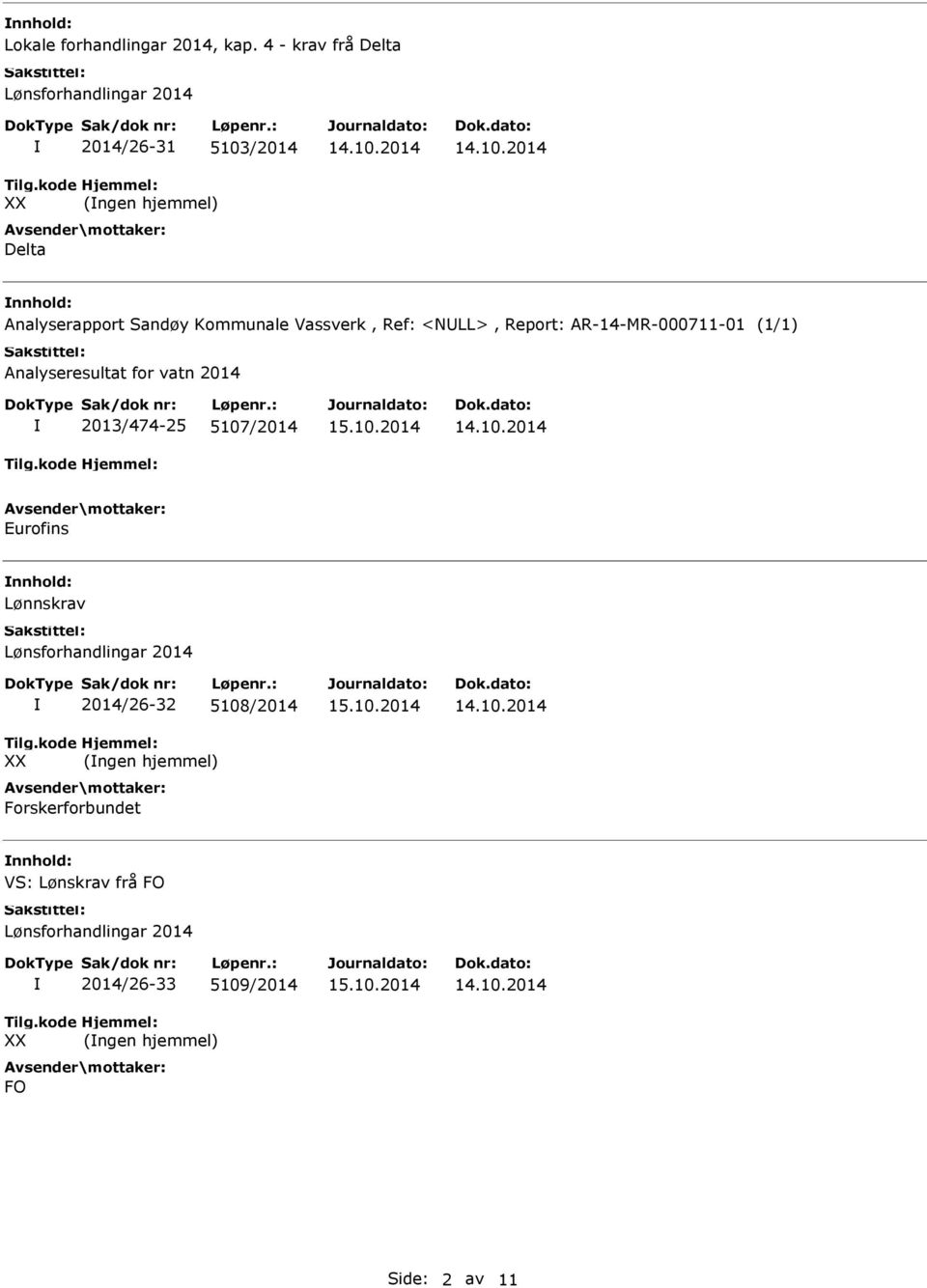 Vassverk, Ref: <NULL>, Report: AR-14-MR-000711-01 (1/1) Analyseresultat for vatn 2014 2013/474-25