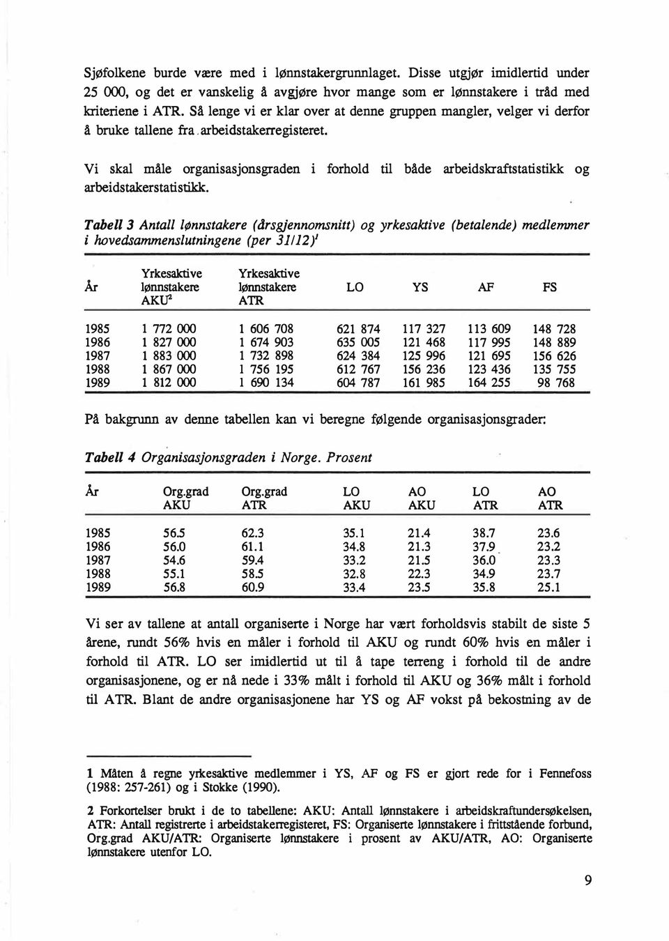 Vi skal måle organisasjonsgraden i forhold til både arbeidskraftstatistikk og arbeidstakerstatistikk.