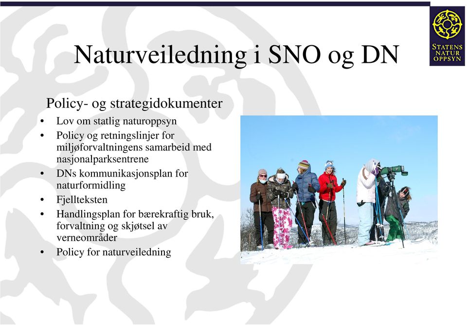 DNs kommunikasjonsplan for naturformidling Fjellteksten Handlingsplan for