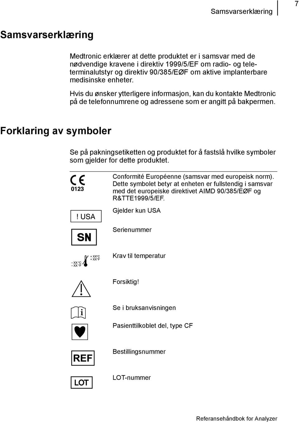 Forklaring av symboler Se på pakningsetiketten og produktet for å fastslå hvilke symboler som gjelder for dette produktet. Conformité Européenne (samsvar med europeisk norm).