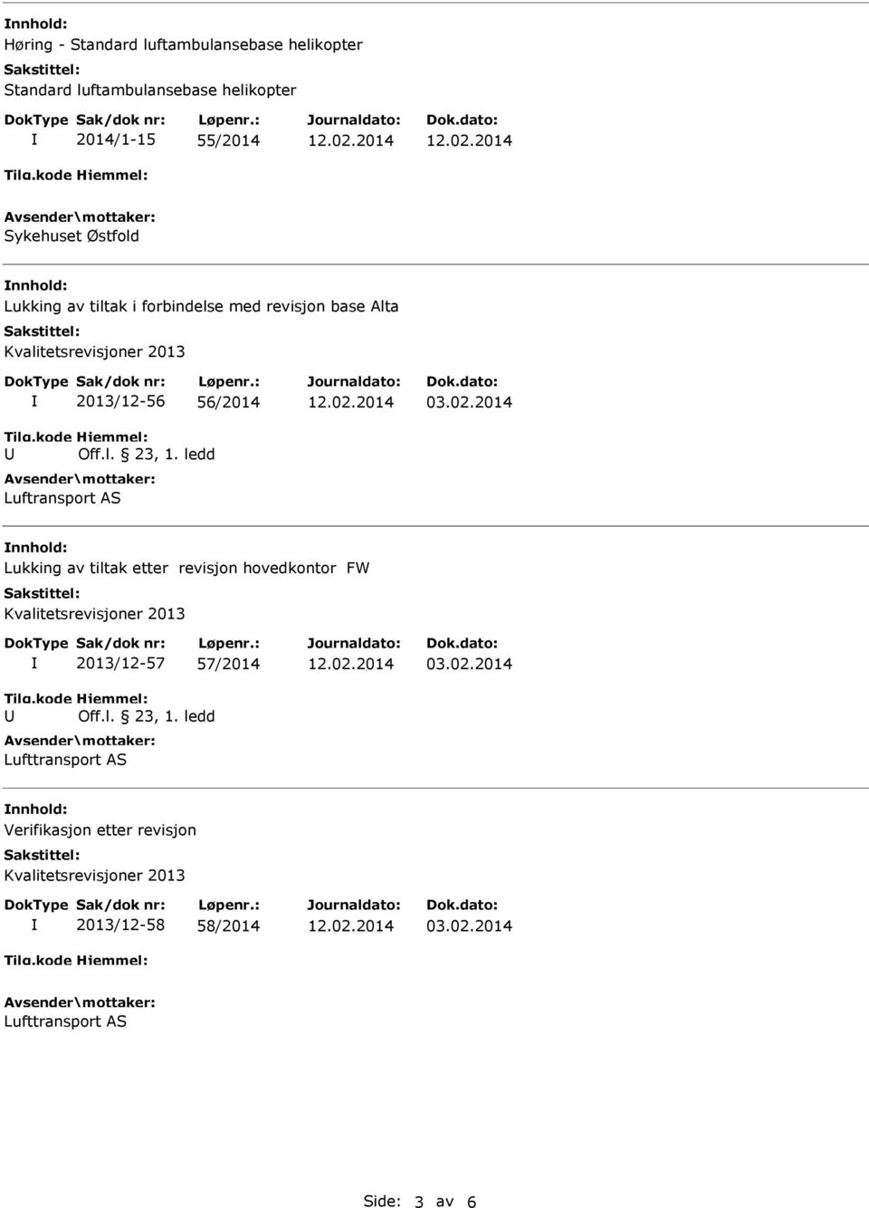 med revisjon base Alta 2013/12-56 56/2014 Lukking av tiltak etter revisjon