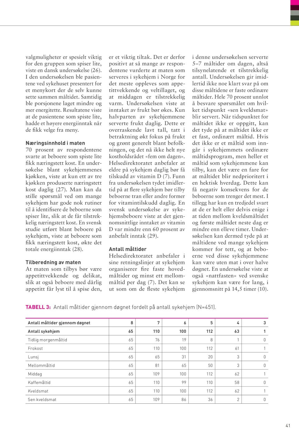 Resultatene viste at de pasientene som spiste lite, hadde et høyere energiinntak når de fikk velge fra meny.