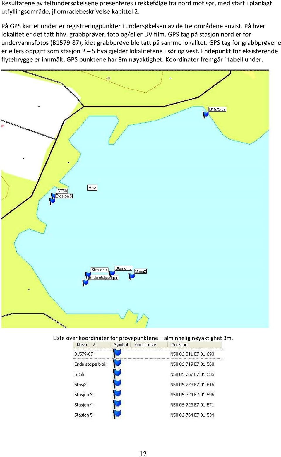 GPStag på stasjonnord er for undervannsfotos(b1579-87),idet grabbprøveble tatt på sammelokalitet.