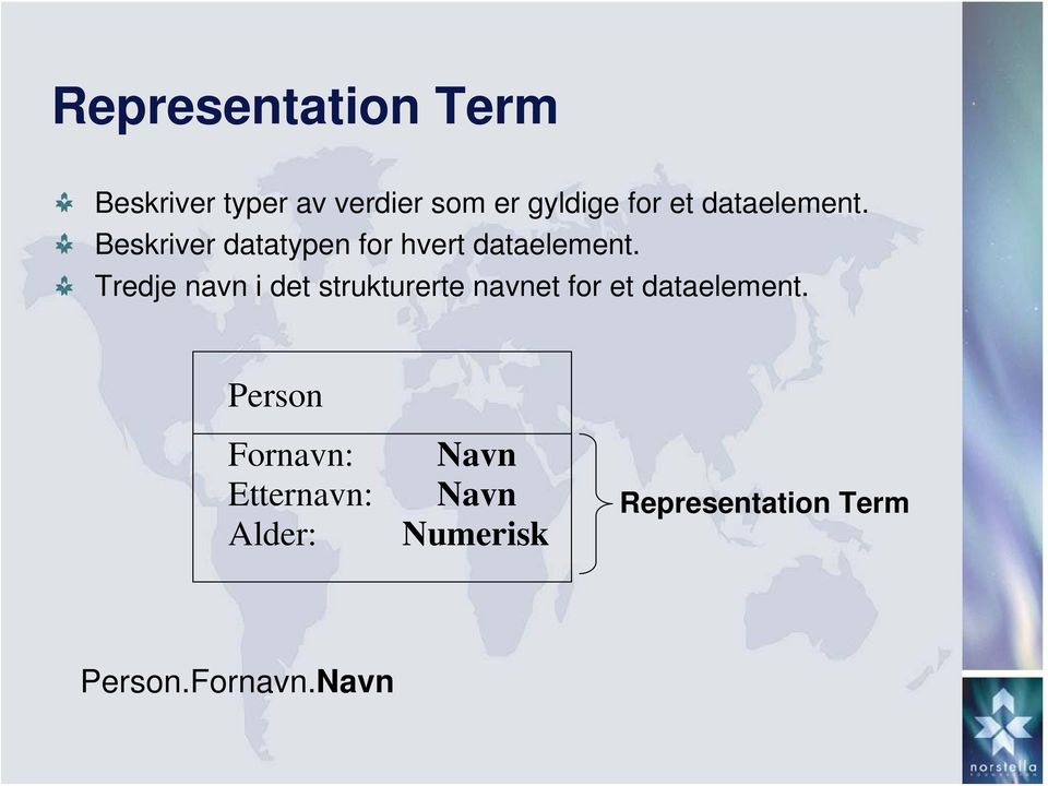 Tredje navn i det strukturerte navnet for et dataelement.