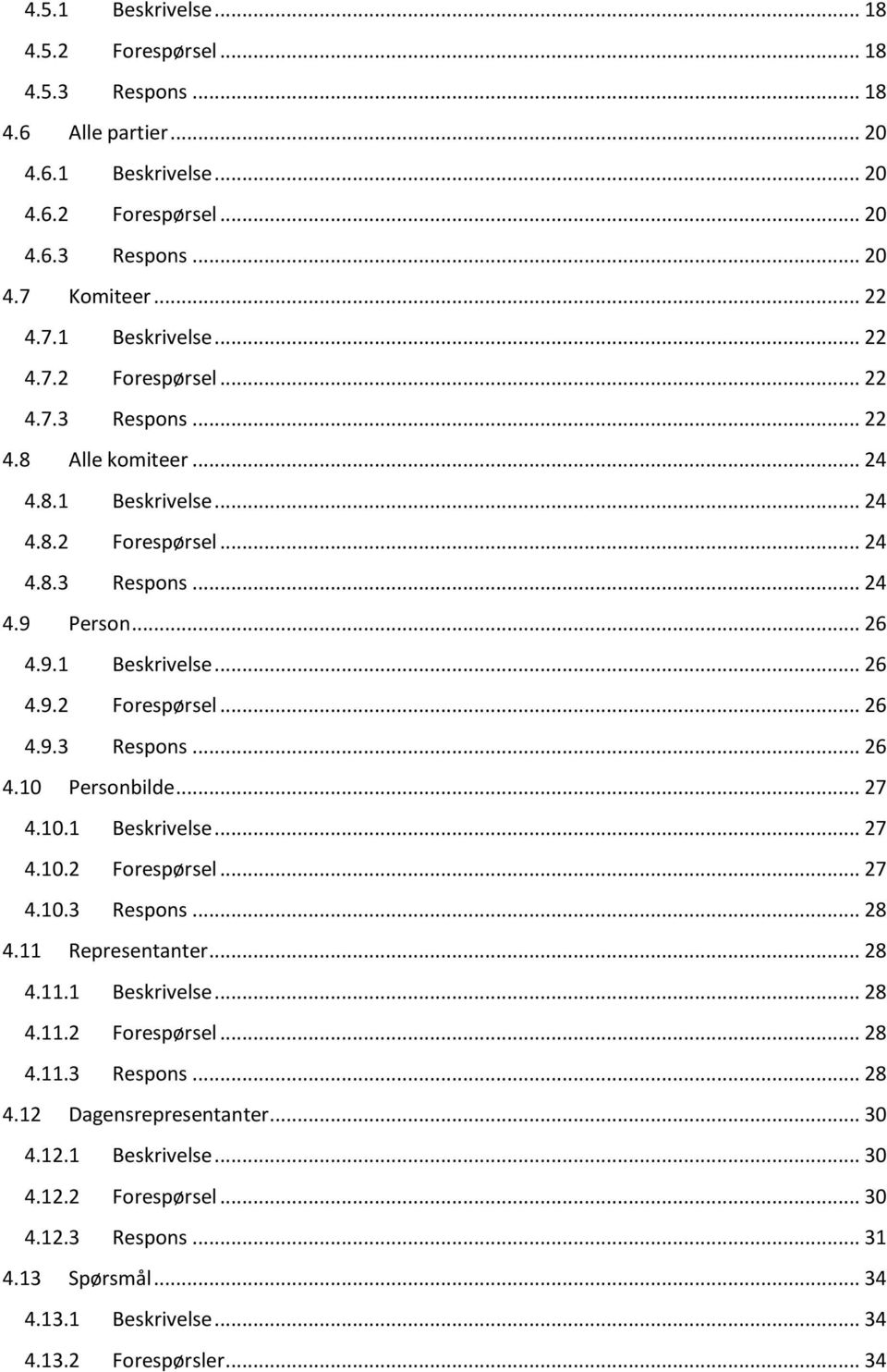 11 Representanter... 28 4.11.1 Beskrivelse... 28 4.11.2 Forespørsel... 28 4.11.3 Respons... 28 4.12 Dagensrepresentanter... 30 4.12.1 Beskrivelse... 30 4.12.2 Forespørsel... 30 4.12.3 Respons... 31 4.