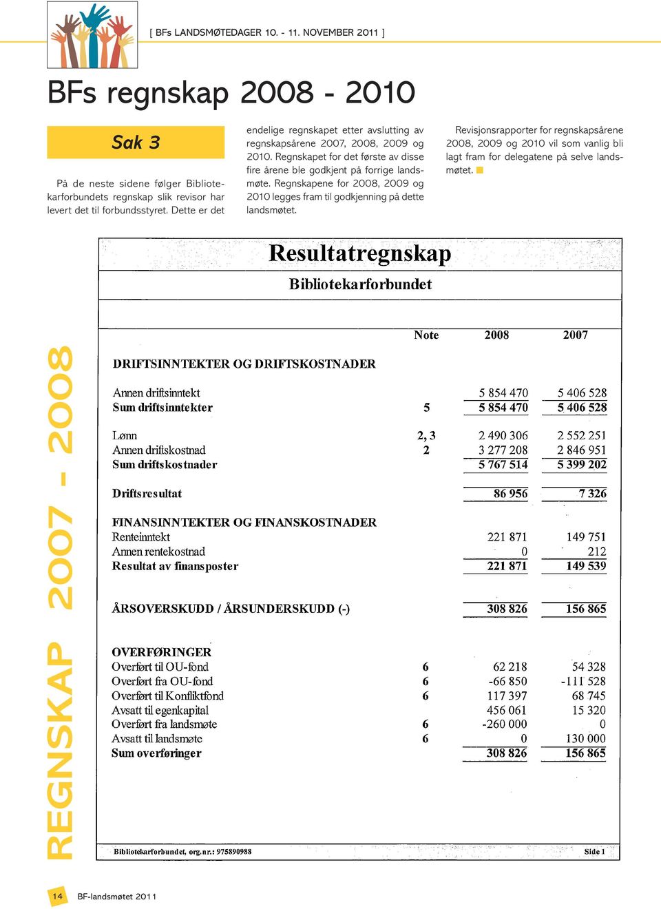 Regnskapet for det første av disse fire årene ble godkjent på forrige landsmøte.