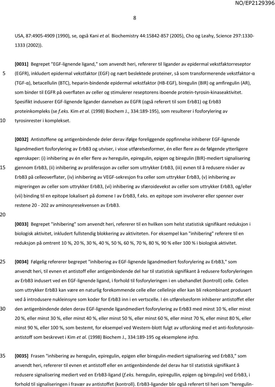 transformerende vekstfaktor-α (TGF-α), betacellulin (BTC), heparin-bindende epidermal vekstfaktor (HB-EGF), biregulin (BIR) og amfiregulin (AR), som binder til EGFR på overflaten av celler og