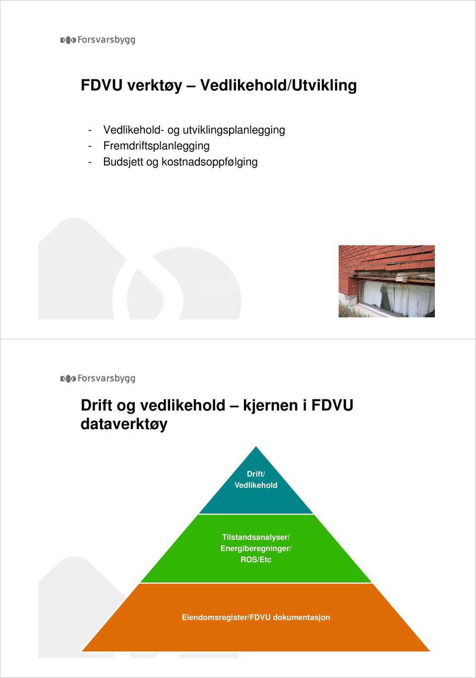 kostnadsoppfølging Drift og vedlikehold kjernen i FDVU dataverktøy