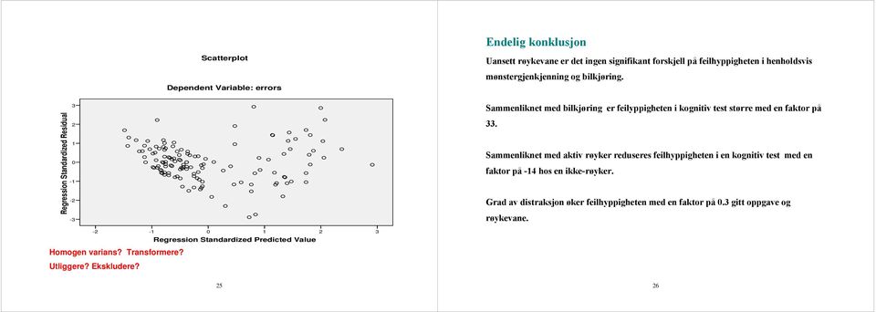 Sammenliknet med aktiv røyker reduseres feilhyppigheten i en kognitiv test med en faktor på -4 hos en ikke-røyker.