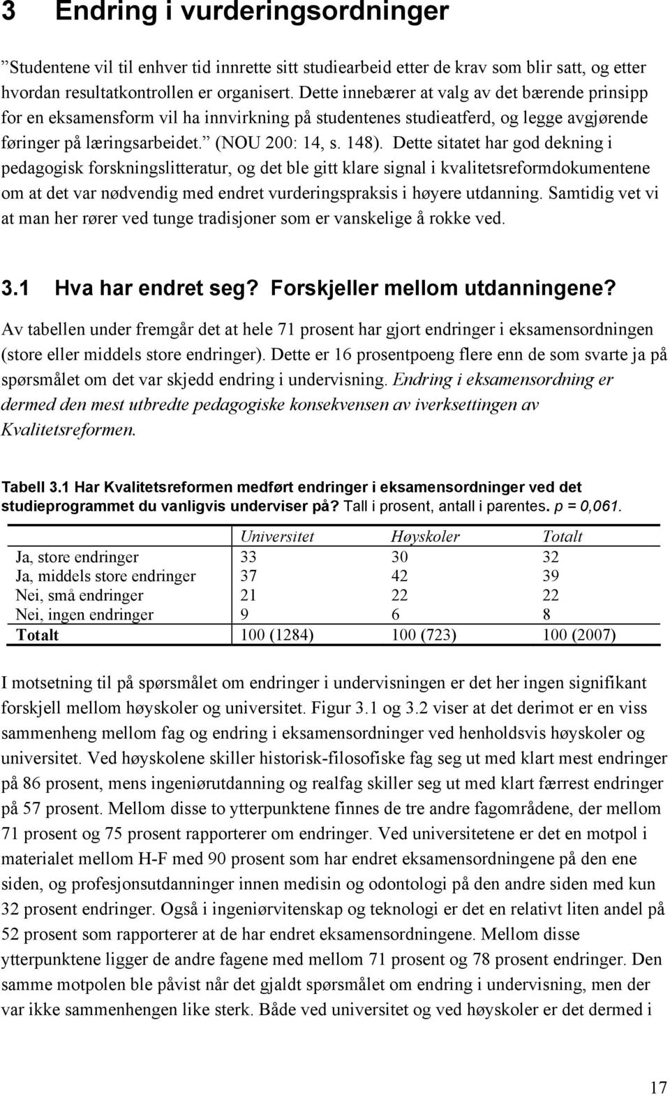 Dette sitatet har god dekning i pedagogisk forskningslitteratur, og det ble gitt klare signal i kvalitetsreformdokumentene om at det var nødvendig med endret vurderingspraksis i høyere utdanning.