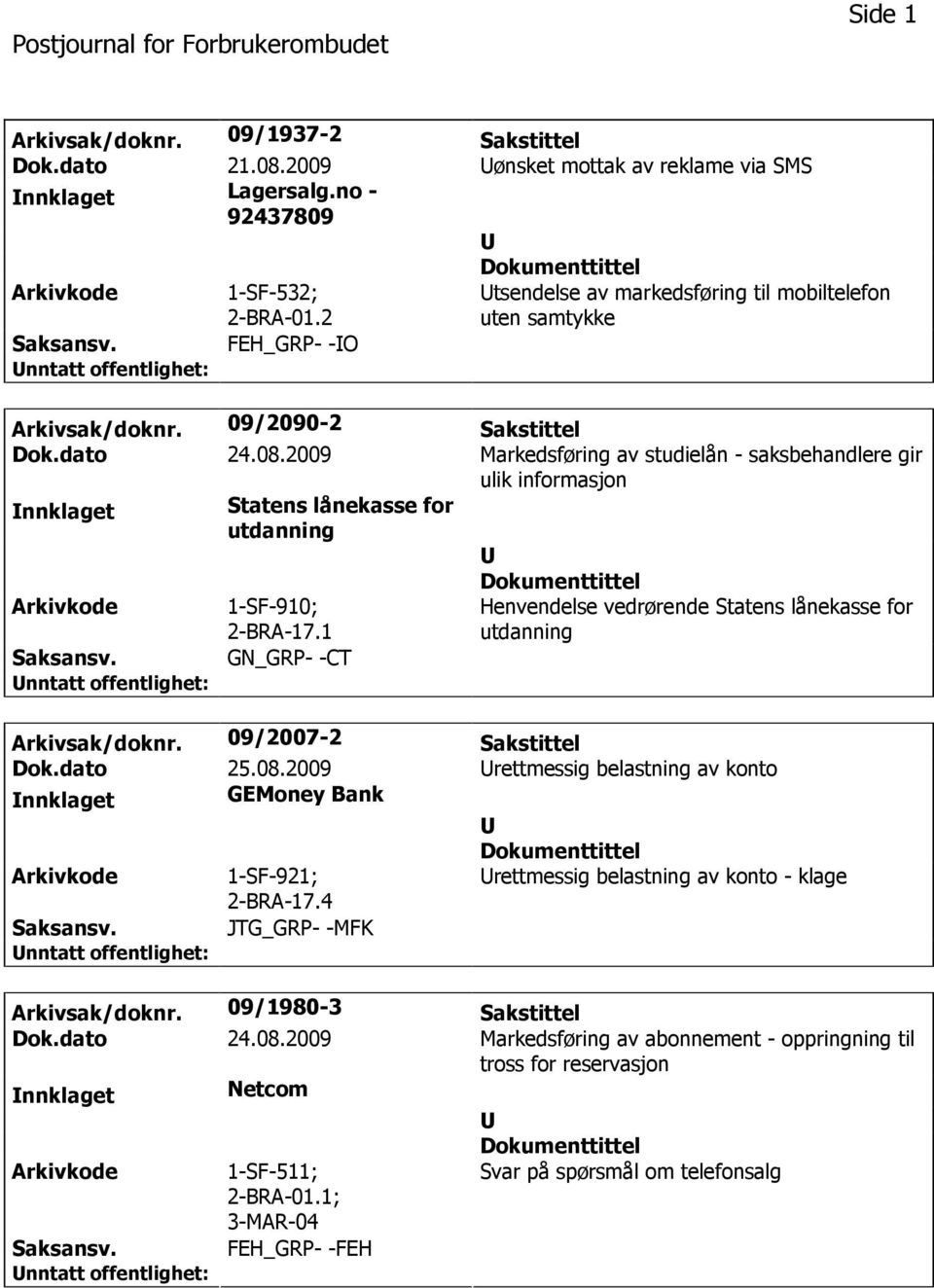 2009 Markedsføring av studielån - saksbehandlere gir ulik informasjon nnklaget Statens lånekasse for utdanning 1-SF-910; 2-BRA-17.