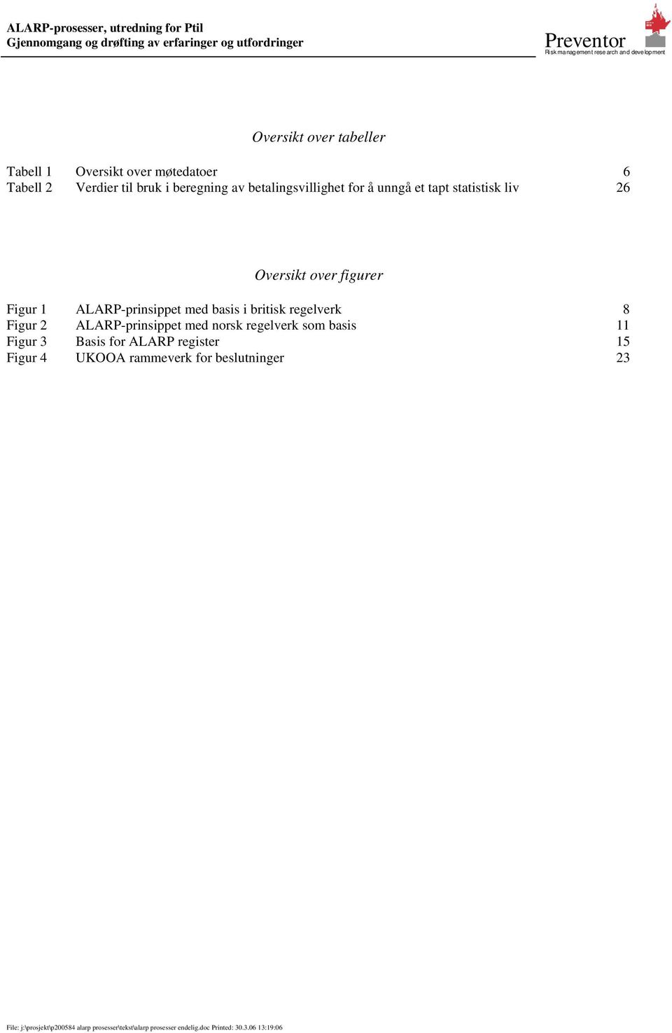 Figur 2 ALARP-prinsippet med norsk regelverk som basis 11 Figur 3 Basis for ALARP register 15 Figur 4 UKOOA rammeverk