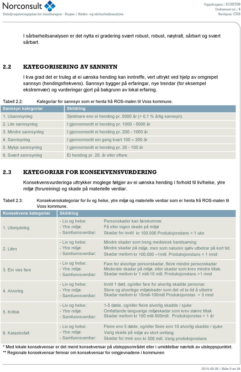 Sannsyn bygger på erfaringar, nye trendar (for eksempel ekstremvær) og vurderingar gjort på bakgrunn av lokal erfaring.