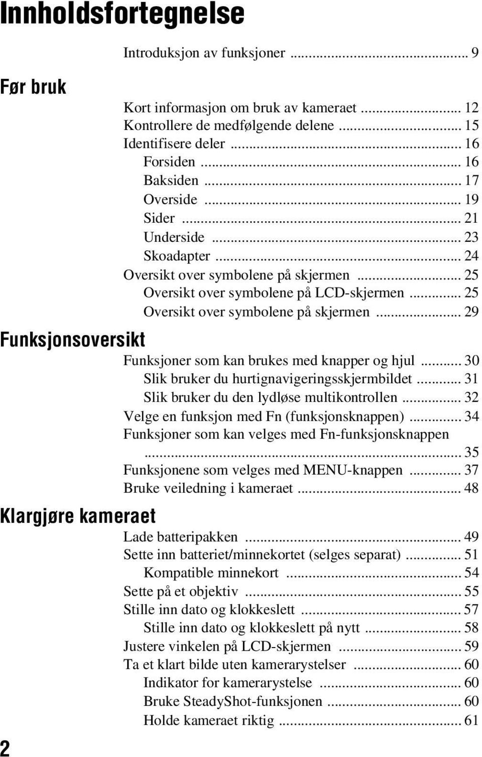 .. 29 Funksjonsoversikt Funksjoner som kan brukes med knapper og hjul... 30 Slik bruker du hurtignavigeringsskjermbildet... 31 Slik bruker du den lydløse multikontrollen.