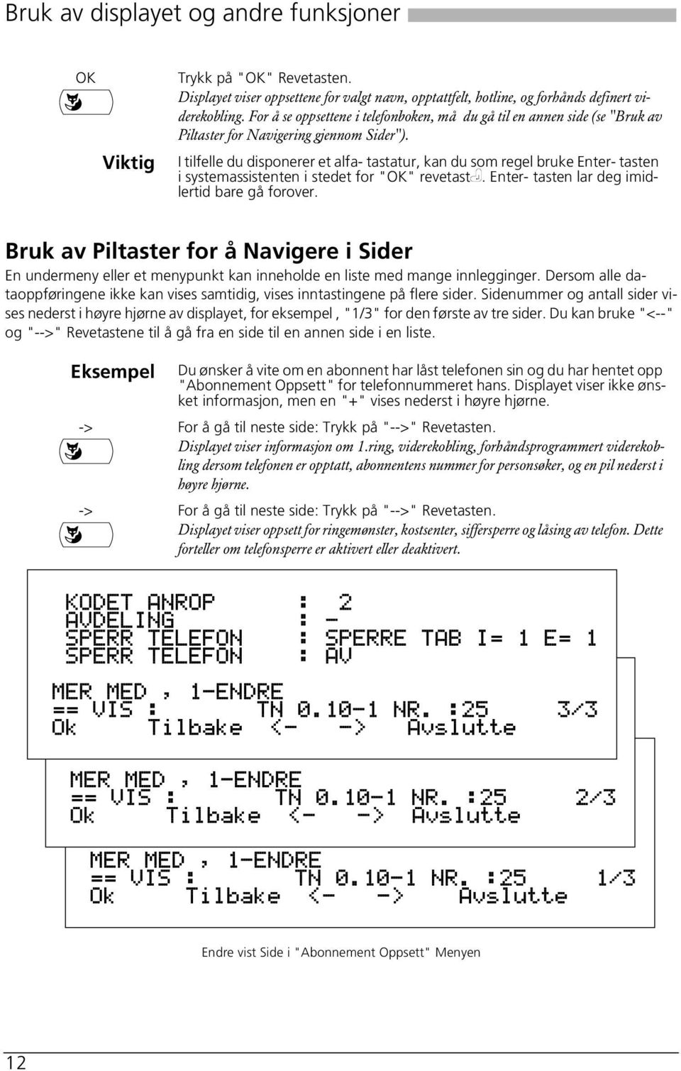 I tilfelle du disponerer et alfa- tastatur, kan du som regel bruke Enter- tasten i systemassistenten i stedet for "OK" revetast. Enter- tasten lar deg imidlertid bare gå forover.