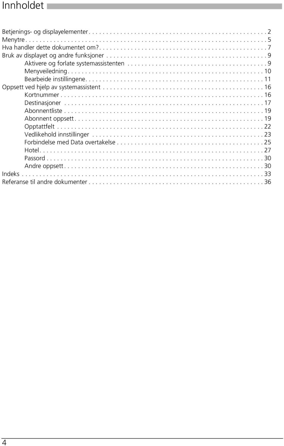 ....................................................... 10 Bearbeide instillingene................................................... 11 Oppsett ved hjelp av systemassistent..............................................16 Kortnummer.