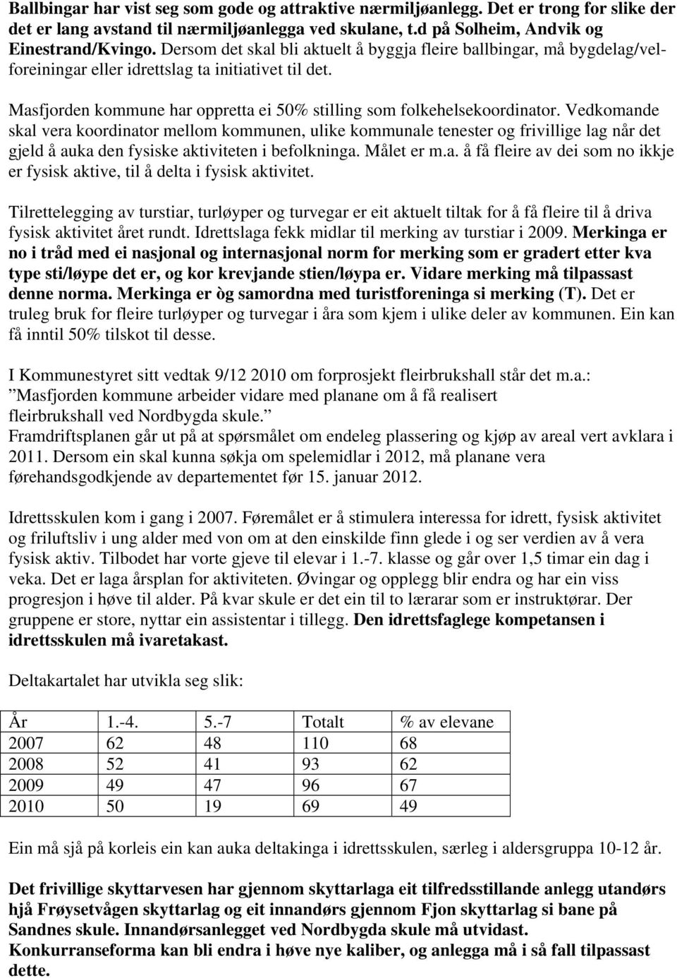 Vedkomande skal vera koordinator mellom kommunen, ulike kommunale tenester og frivillige lag når det gjeld å auka den fysiske aktiviteten i befolkninga. Målet er m.a. å få fleire av dei som no ikkje er fysisk aktive, til å delta i fysisk aktivitet.