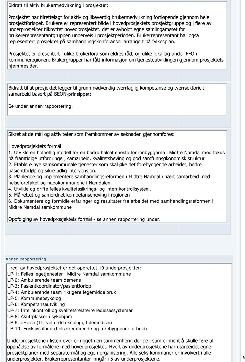 det er avholdt egne samlingamøtet for brukererepresentantgruppen underveis i prosjektperioden. Brukerrepresentant har også representert prosjektet på samhandlingskonferanser arrangert på fylkesplan.