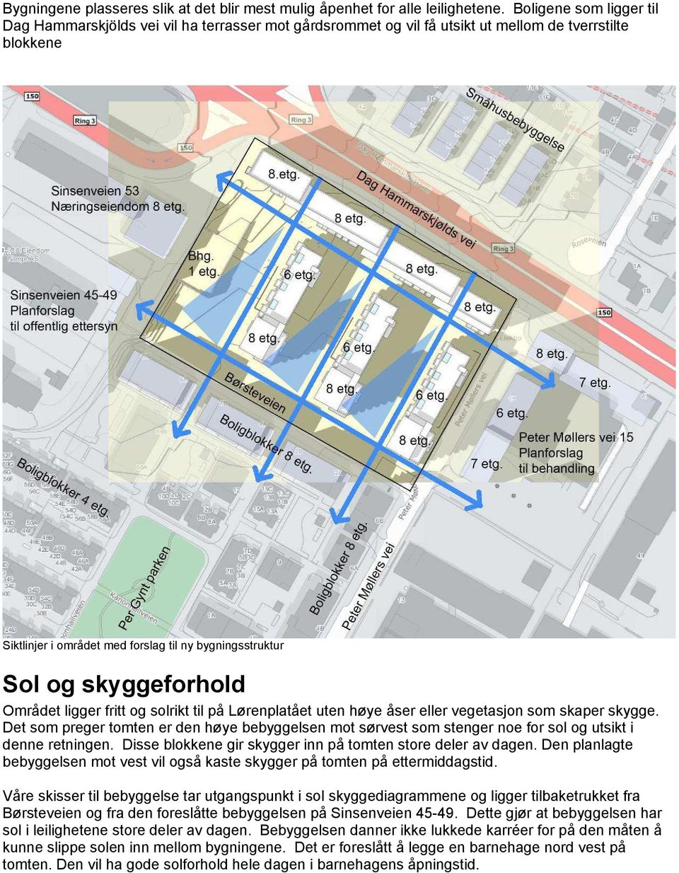 skyggeforhold Området ligger fritt og solrikt til på Lørenplatået uten høye åser eller vegetasjon som skaper skygge.