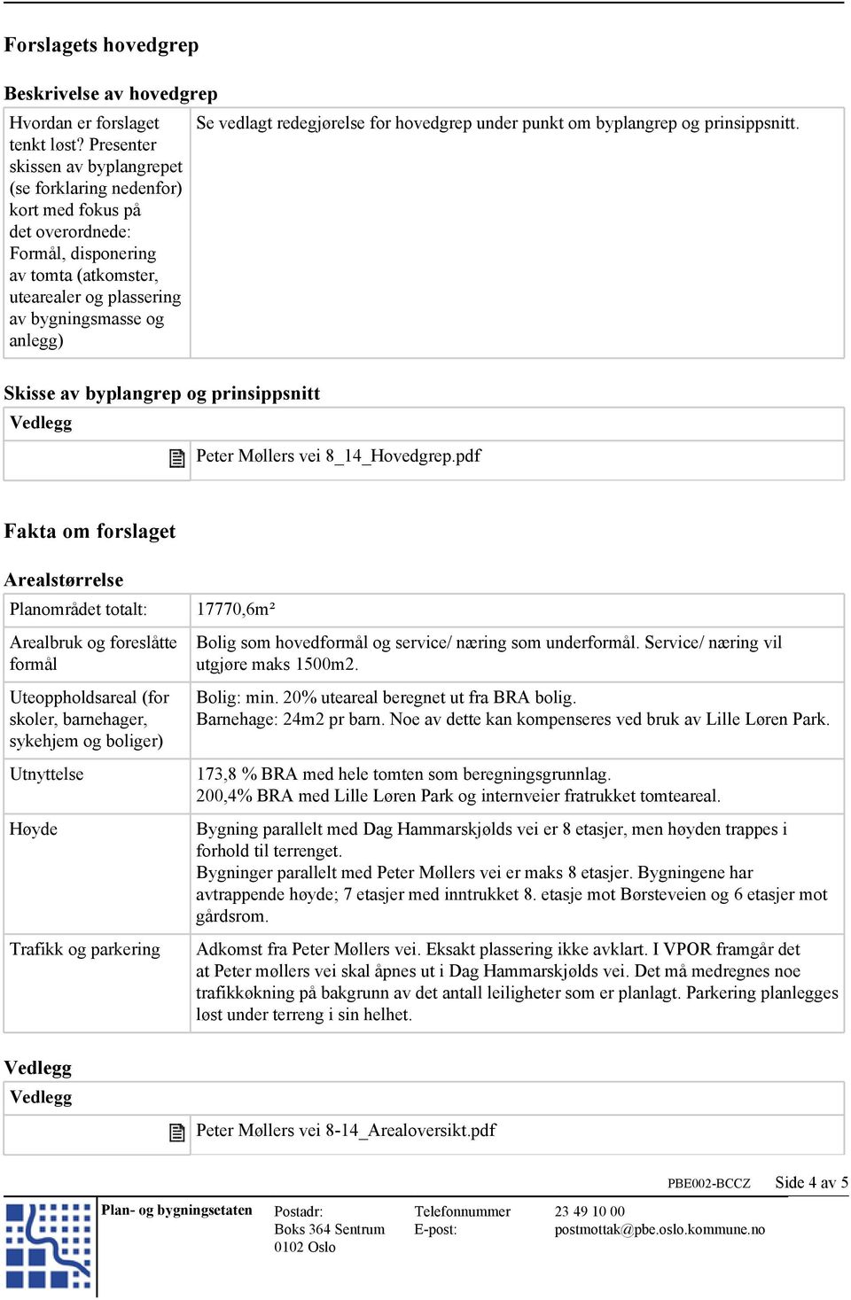 byplangrep og prinsippsnitt Vedlegg Se vedlagt redegjørelse for hovedgrep under punkt om byplangrep og prinsippsnitt. Peter Møllers vei 8_14_Hovedgrep.