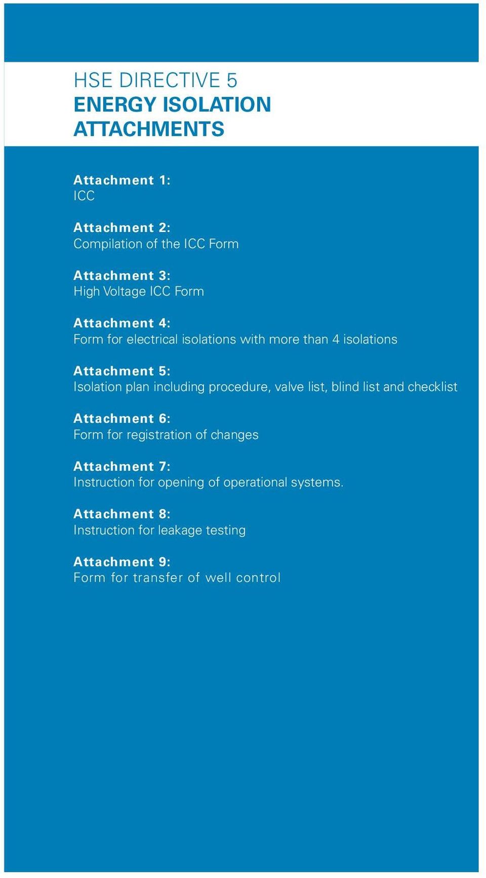 Guidelines For Completing And Using Work Permit Form Attachment 6: Form for registration Attachment of changes 4: Fire Guard s Duties Attachment 7: Instruction for opening Attachment of operational