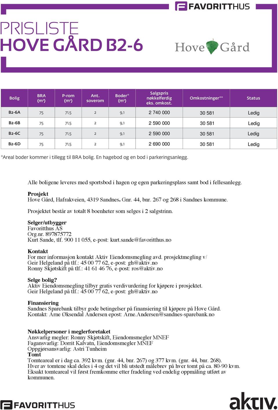 581 Ledig Ledig *Areal boder kommer i tillegg til BRA bolig. En hagebod og en bod i parkeringsanlegg. Alle boligene leveres med sportsbod i hagen og egen parkeringsplass samt bod i fellesanlegg.