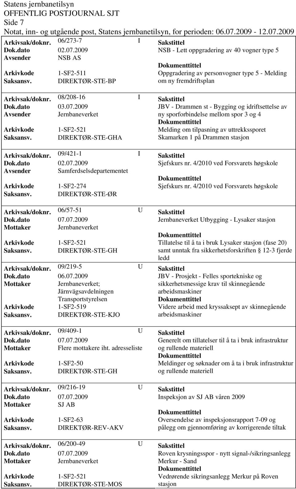 08/208-16 I Sakstittel JBV - Drammen st - Bygging og idriftsettelse av ny sporforbindelse mellom spor 3 og 4 Melding om tilpasning av uttrekkssporet A Skamarken 1 på Drammen stasjon Arkivsak/doknr.